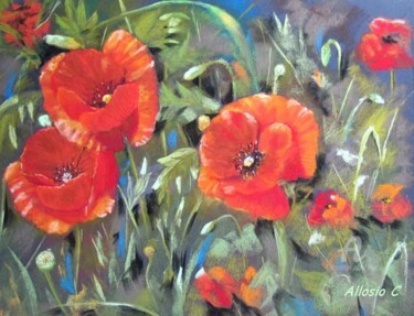 Painting titled "parterre estival _…" by Claudette Allosio, Original Artwork, Pastel