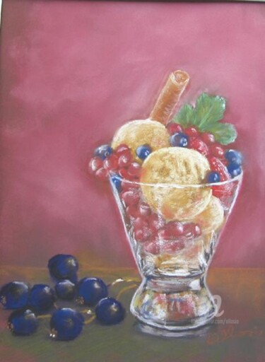 Painting titled "gourmandise2" by Claudette Allosio, Original Artwork, Pastel