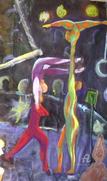 Painting titled "le cirque" by Claudette Allosio, Original Artwork, Pastel