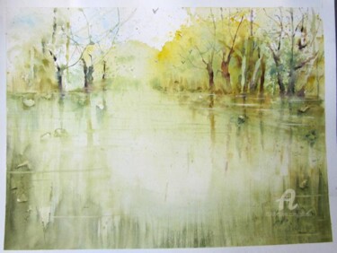 Painting titled "Reflets" by Claudette Allosio, Original Artwork, Watercolor