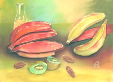 Painting titled "fruits exotiques#ar…" by Claudette Allosio, Original Artwork, Pastel