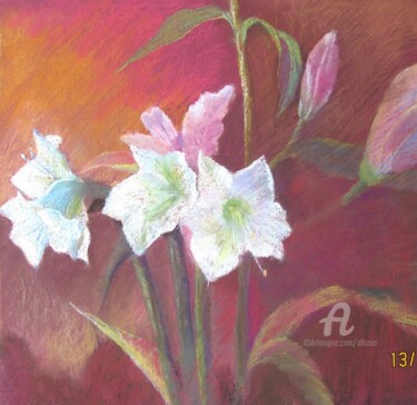 Painting titled "fleurs d'amaryllis" by Claudette Allosio, Original Artwork, Other