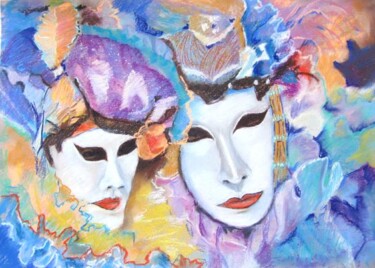 Painting titled "un air de carnaval2" by Claudette Allosio, Original Artwork, Pastel