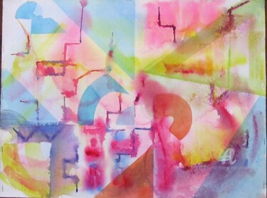 Pintura intitulada "abstrait3" por Claudette Allosio, Obras de arte originais, Aquarela