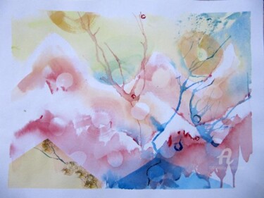 Painting titled "Mouvement1" by Claudette Allosio, Original Artwork, Watercolor