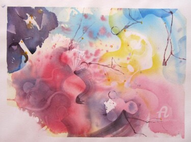 Painting titled "Mouvement2" by Claudette Allosio, Original Artwork, Watercolor
