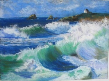 Painting titled "Côte Sauvage" by Claudette Allosio, Original Artwork, Pastel