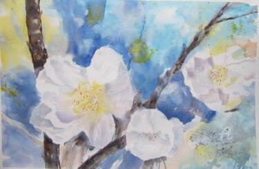 Malarstwo zatytułowany „Fleurs de cerisier” autorstwa Claudette Allosio, Oryginalna praca, Akwarela