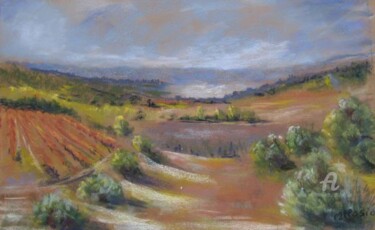 Painting titled "Vignes dans le Midi" by Claudette Allosio, Original Artwork, Other