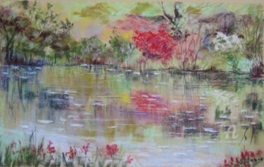 Painting titled "Un coin de Giverny" by Claudette Allosio, Original Artwork, Other