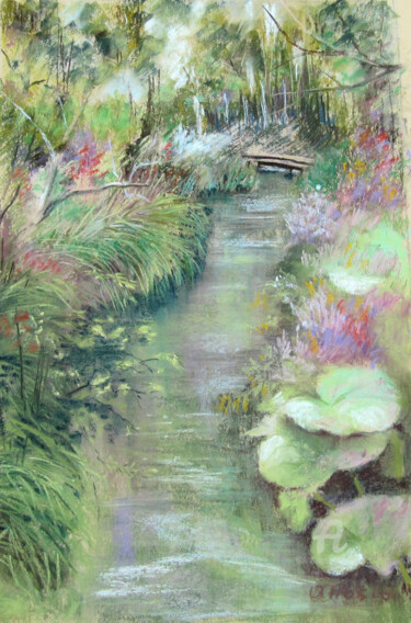 Malerei mit dem Titel "Chez Monet" von Claudette Allosio, Original-Kunstwerk, Andere