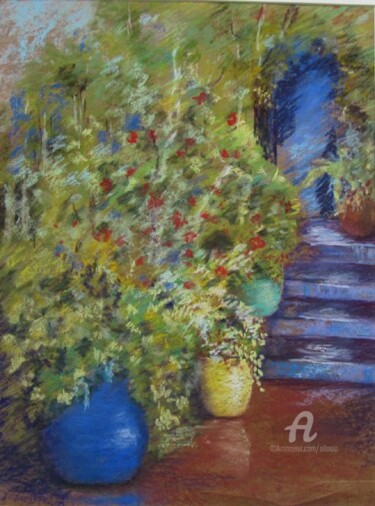 Painting titled "Jardin au Maroc" by Claudette Allosio, Original Artwork, Other