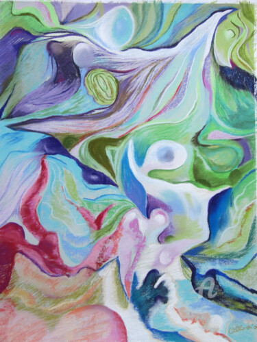 Painting titled "Kaleidoscope sur l'…" by Claudette Allosio, Original Artwork, Pastel