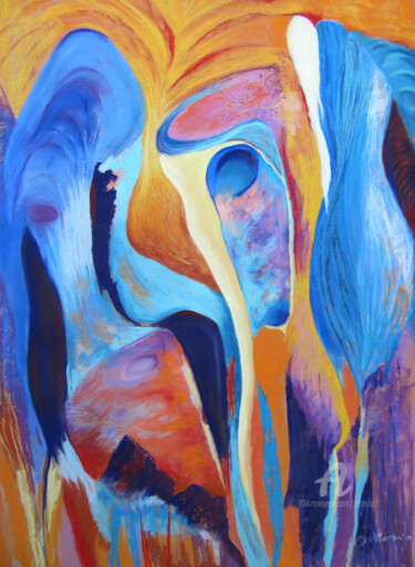 Pittura intitolato "reve-bleu.jpg" da Claudette Allosio, Opera d'arte originale, Pastello