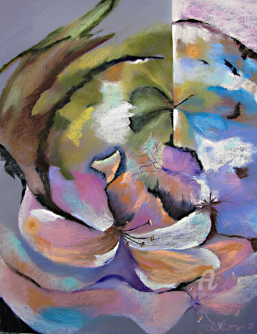 Peinture intitulée "Il était un pétunia…" par Claudette Allosio, Œuvre d'art originale, Pastel