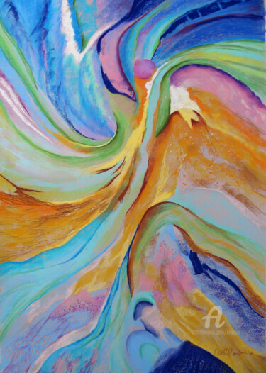 Peinture intitulée "impression-lagon.jpg" par Claudette Allosio, Œuvre d'art originale, Pastel