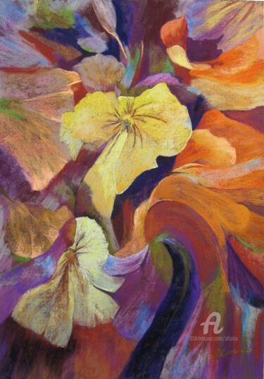 Pintura intitulada "printemps agité.jpg" por Claudette Allosio, Obras de arte originais, Pastel