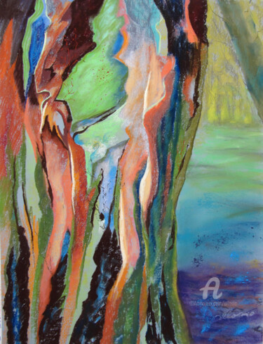 Painting titled "Ecorce mexicaine" by Claudette Allosio, Original Artwork, Pastel