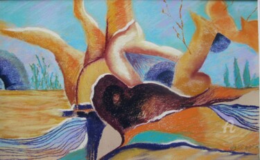 Malerei mit dem Titel "mon baobab" von Claudette Allosio, Original-Kunstwerk, Pastell