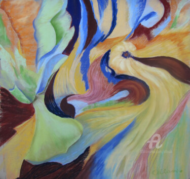 Peinture intitulée "Tornade de pétales" par Claudette Allosio, Œuvre d'art originale, Pastel