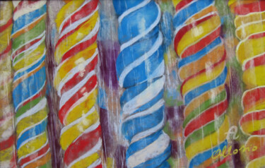 Painting titled "bonbons-sous-cellop…" by Claudette Allosio, Original Artwork, Pastel