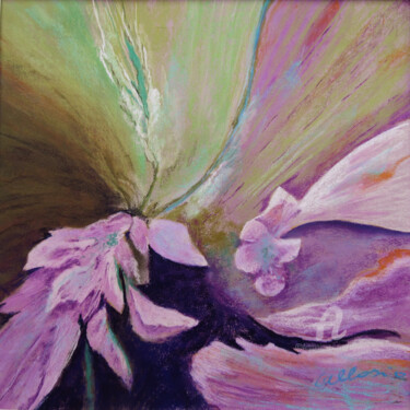 Schilderij getiteld "Puzzle floral" door Claudette Allosio, Origineel Kunstwerk, Pastel