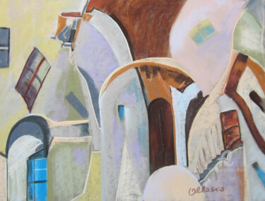 Картина под названием "Entrelacs urbain" - Claudette Allosio, Подлинное произведение искусства, Пастель
