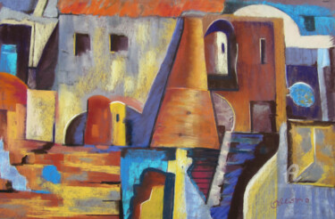Painting titled "brainstorming archi…" by Claudette Allosio, Original Artwork, Pastel