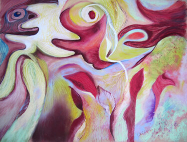 Painting titled "Déformations" by Claudette Allosio, Original Artwork, Pastel