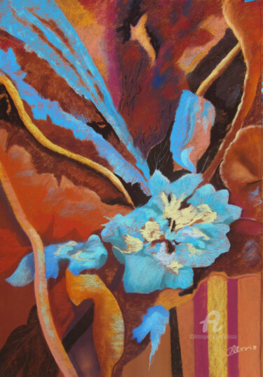Painting titled "Méramorphosee bleue" by Claudette Allosio, Original Artwork, Pastel