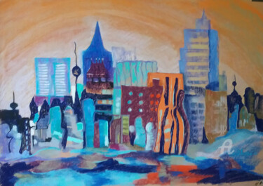 Peinture intitulée "fantaisie-urbaine-8…" par Claudette Allosio, Œuvre d'art originale, Pastel
