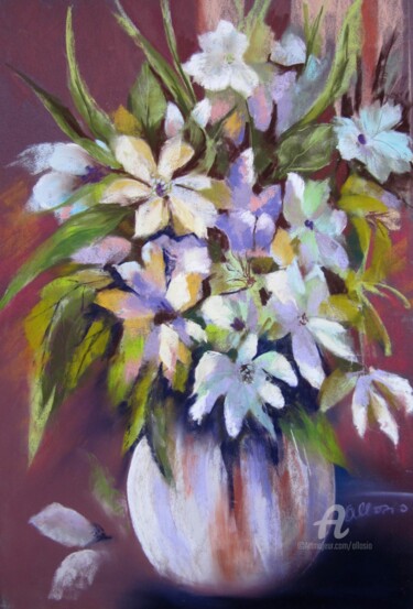 Peinture intitulée "Bouquet Lina.jpg" par Claudette Allosio, Œuvre d'art originale, Pastel