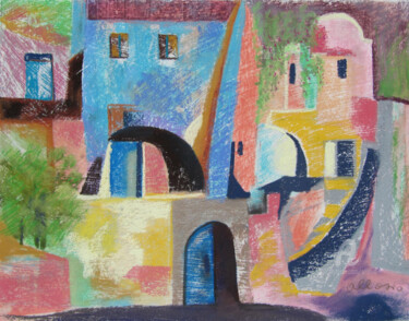 Peinture intitulée "Urbain-2.jpg" par Claudette Allosio, Œuvre d'art originale, Pastel