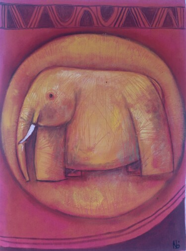 Pintura titulada "Elefante" por Ally José Moiane, Obra de arte original, Acrílico