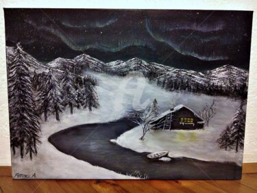 Painting titled "Aurora Borealis" by Alma Fetinci, Original Artwork, Acrylic