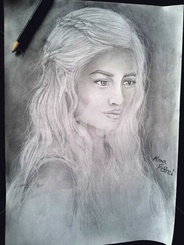 Drawing titled "Daenerys" by Alma Fetinci, Original Artwork, Pencil