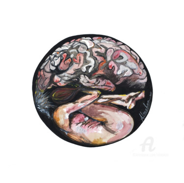 Peinture intitulée "Circonvolutions" par Almakan, Œuvre d'art originale, Aquarelle