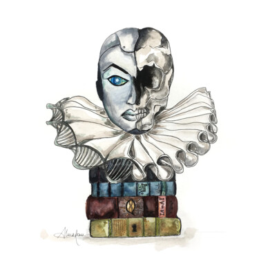 I Am A.I. Dessin intitulée "I Am A.I." par Almakan, Œuvre d'art originale, Aquarelle