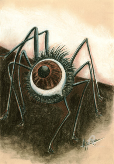 Drawing titled "Spider Eye 2" by Almakan, Original Artwork, Pastel