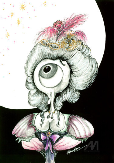 Tekening getiteld "Marie-Antoinette" door Almakan, Origineel Kunstwerk, Inkt