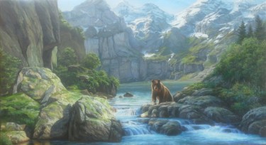 Painting titled "Медведь приходящий…" by Dmitrii Osipenko, Original Artwork, Oil