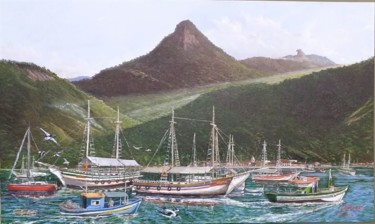 Malerei mit dem Titel "AbraãoII - Ilha Gra…" von Almir Tavares, Original-Kunstwerk, Öl Auf Holzplatte montiert