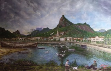 Pintura intitulada "Enseada de Botafogo…" por Almir Tavares, Obras de arte originais, Óleo