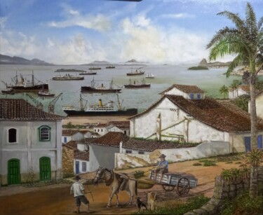 Painting titled "Bairro da Gamboa sé…" by Almir Tavares, Original Artwork, Oil