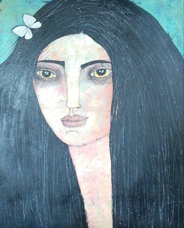 Ζωγραφική με τίτλο "LA SOÑADORA" από Almudena Arias Parera, Αυθεντικά έργα τέχνης