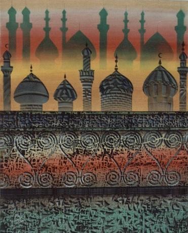 Painting titled "Minaret" by Mukheled Almukhtar, Original Artwork