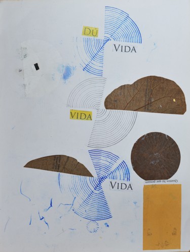 Collagen mit dem Titel "VIDA- DÚVIDA (Leben…" von Alois Oberndorfer, Original-Kunstwerk, Collagen