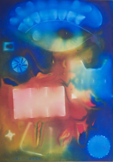 Malerei mit dem Titel "Das Auge" von Alois Oberndorfer, Original-Kunstwerk, Pigmente