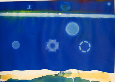 Pittura intitolato "horizontale, kosmis…" da Alois Oberndorfer, Opera d'arte originale, pigmenti