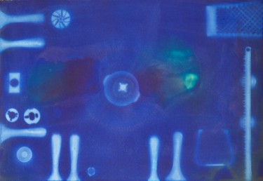 Malerei mit dem Titel "überwiegend blaue K…" von Alois Oberndorfer, Original-Kunstwerk, Pigmente